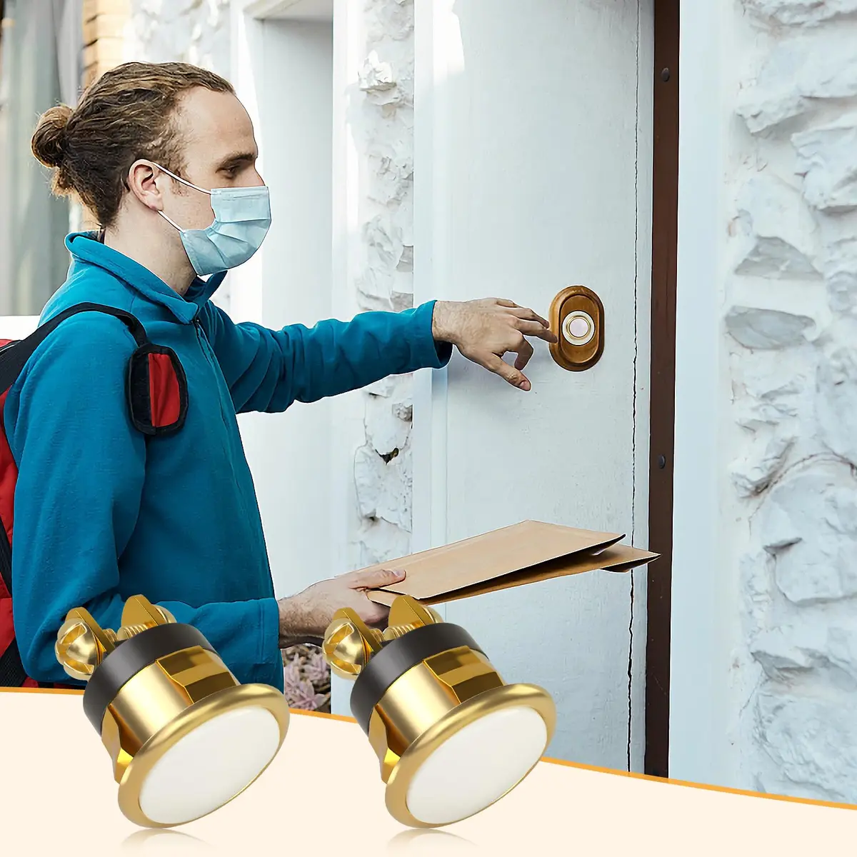 Sankoly 2 Pack Lighted Doorbell Button | Elegant Wired Door Bell Switch with Yellow LED (0.63-inch hole) - view 7