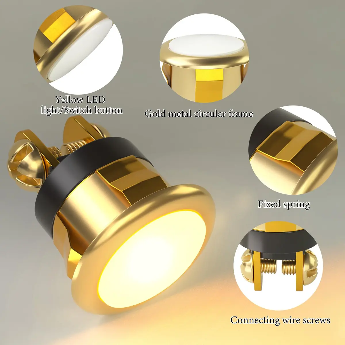 Sankoly 2 Pack Lighted Doorbell Button | Elegant Wired Door Bell Switch with Yellow LED (0.63-inch hole) - view 3