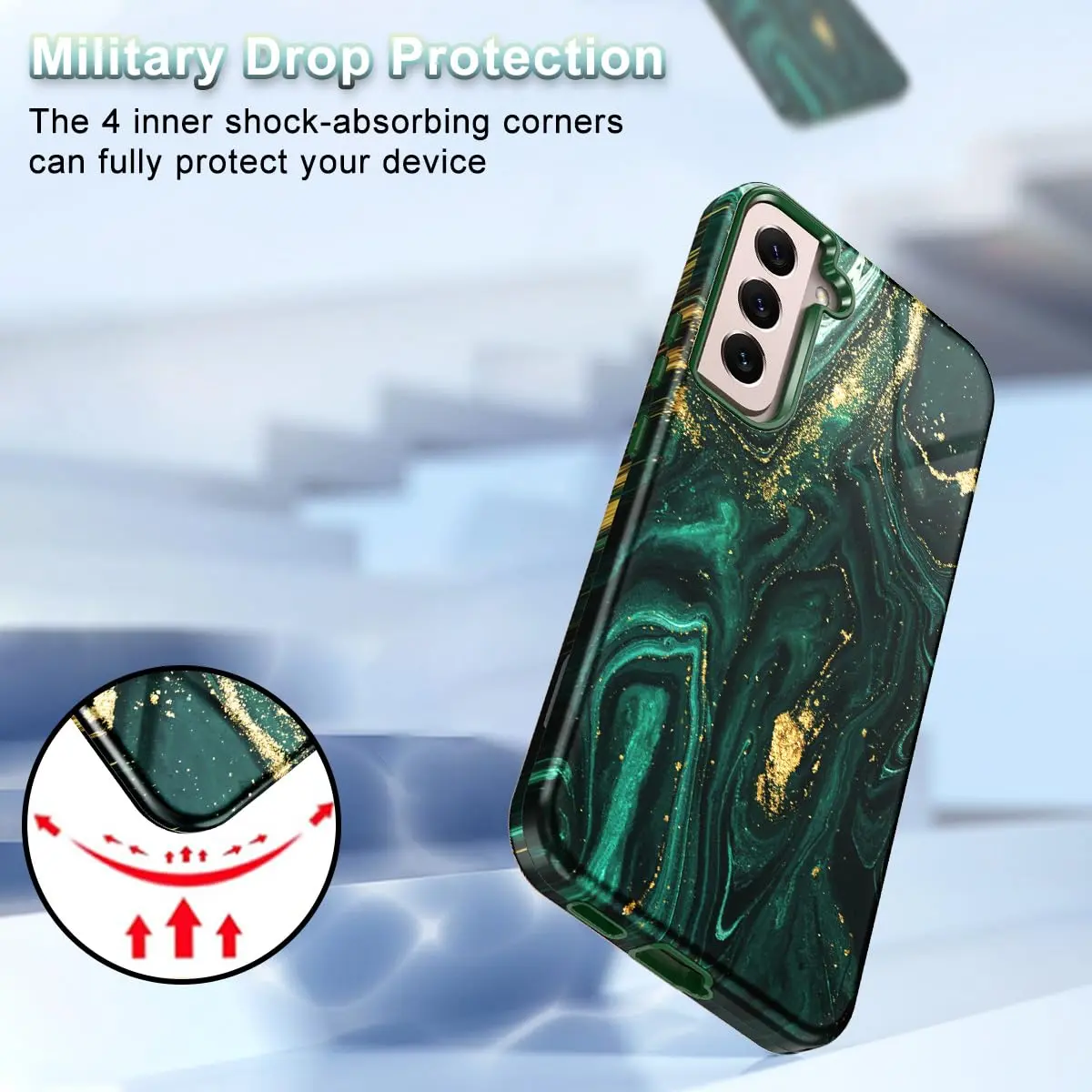 Btscase Green Gold Marble Pattern Case for Samsung Galaxy S22 5G 6.1 Inch | Triple-Layer Protection - view 5
