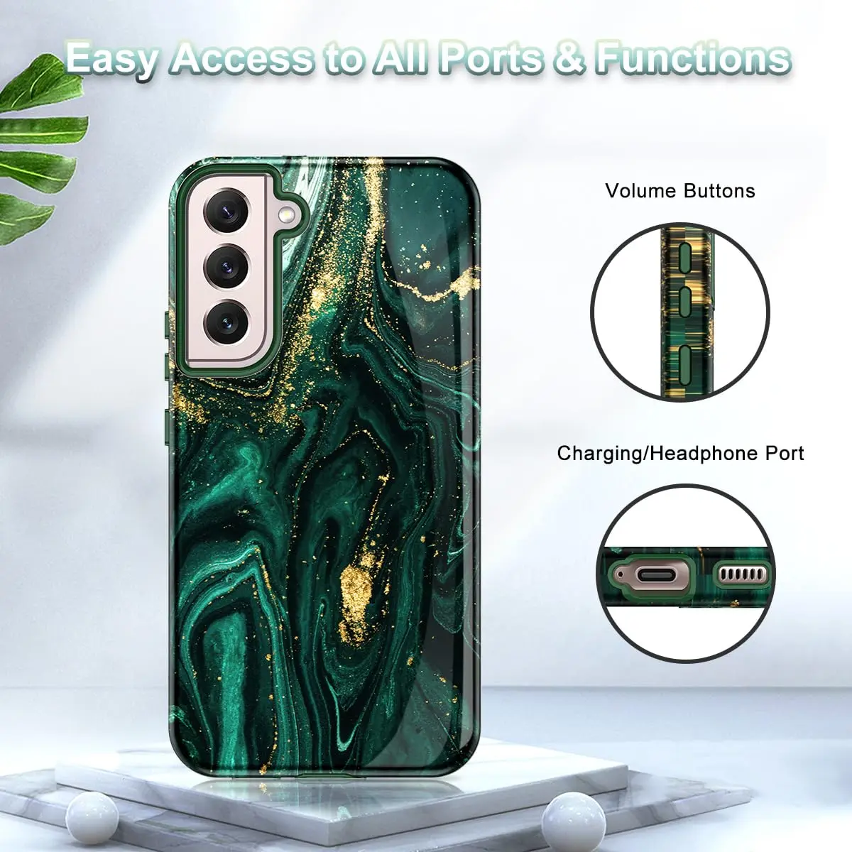 Btscase Green Gold Marble Pattern Case for Samsung Galaxy S22 5G 6.1 Inch | Triple-Layer Protection - view 8