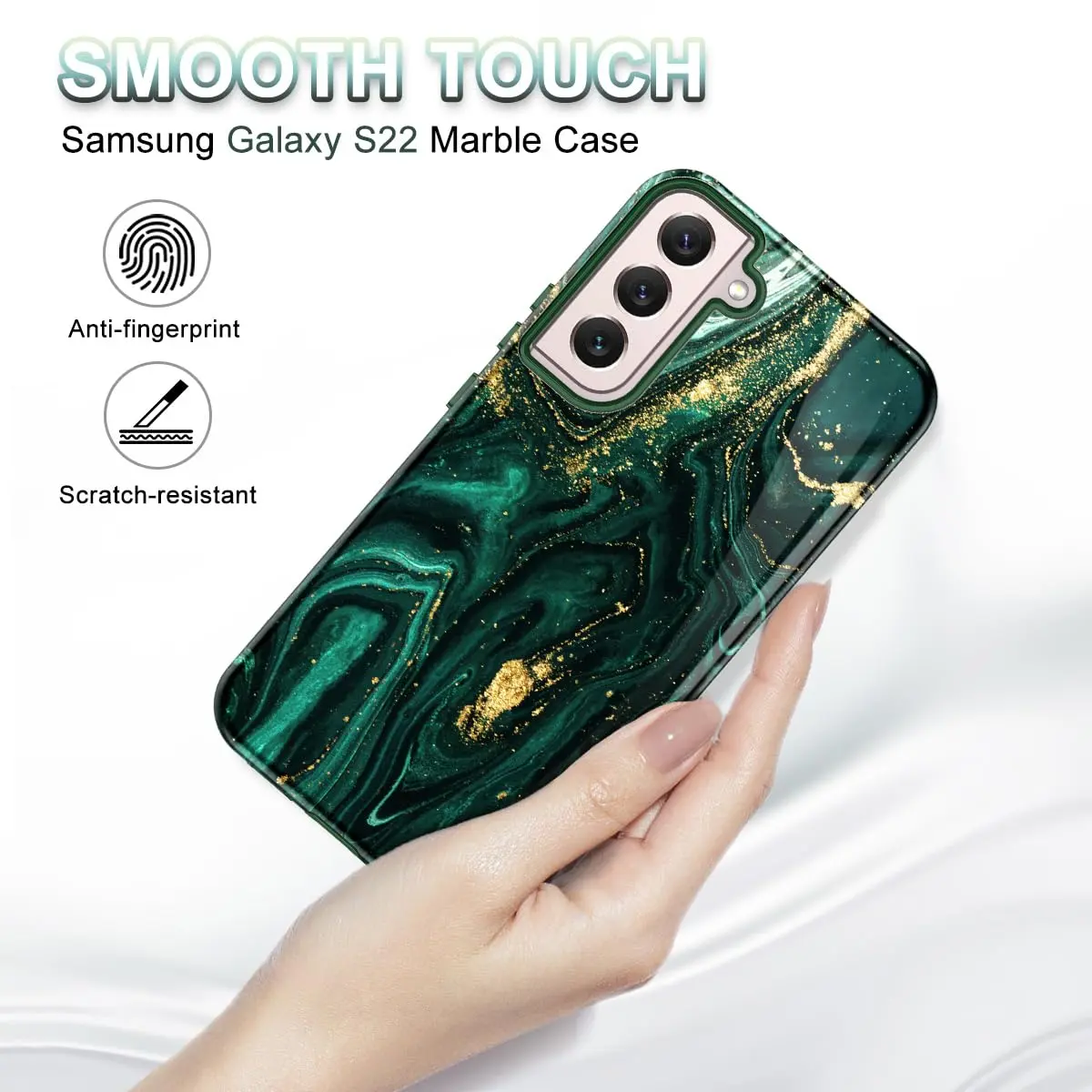 Btscase Green Gold Marble Pattern Case for Samsung Galaxy S22 5G 6.1 Inch | Triple-Layer Protection - view 3