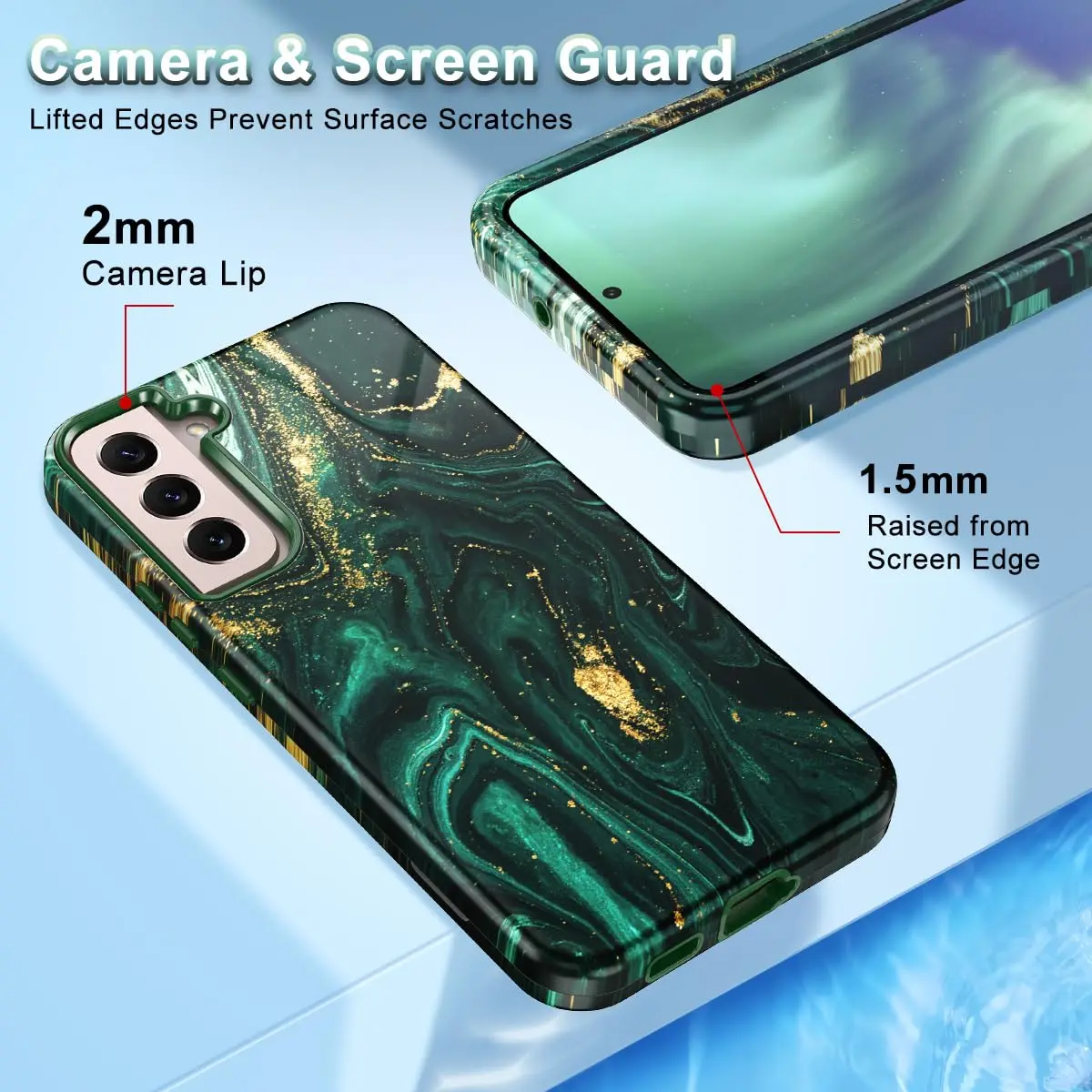 Btscase Green Gold Marble Pattern Case for Samsung Galaxy S22 5G 6.1 Inch | Triple-Layer Protection - view 4