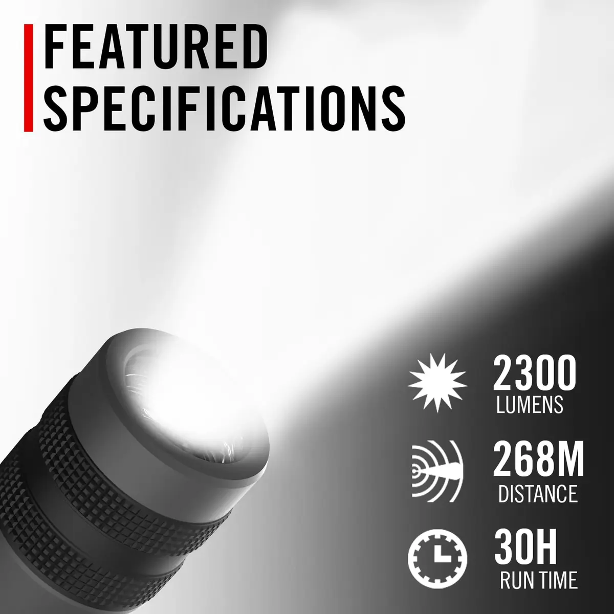 Coast GX30 2300 Lumen Waterproof LED Flashlight 8.5 inches | Dual Power, Focus & IPX7 - view 2
