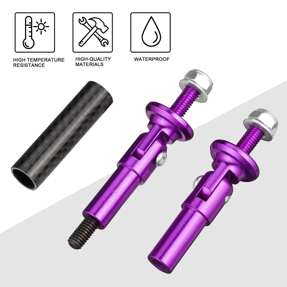 TOMALL Car Adjustable Bumper Support Strut Rod 45mm | Universal Aluminum Carbon Fiber Purple - view 3