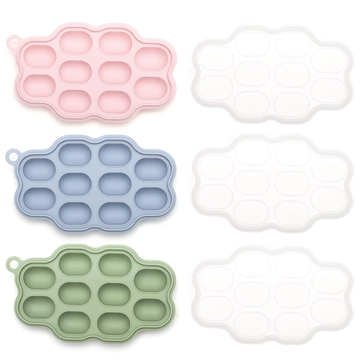 KingKam Silicone Nibble Freezer Tray (3 Pack) | Baby Food & Breastmilk Popsicle Mold (300 ml, 10 Holes) - main product image