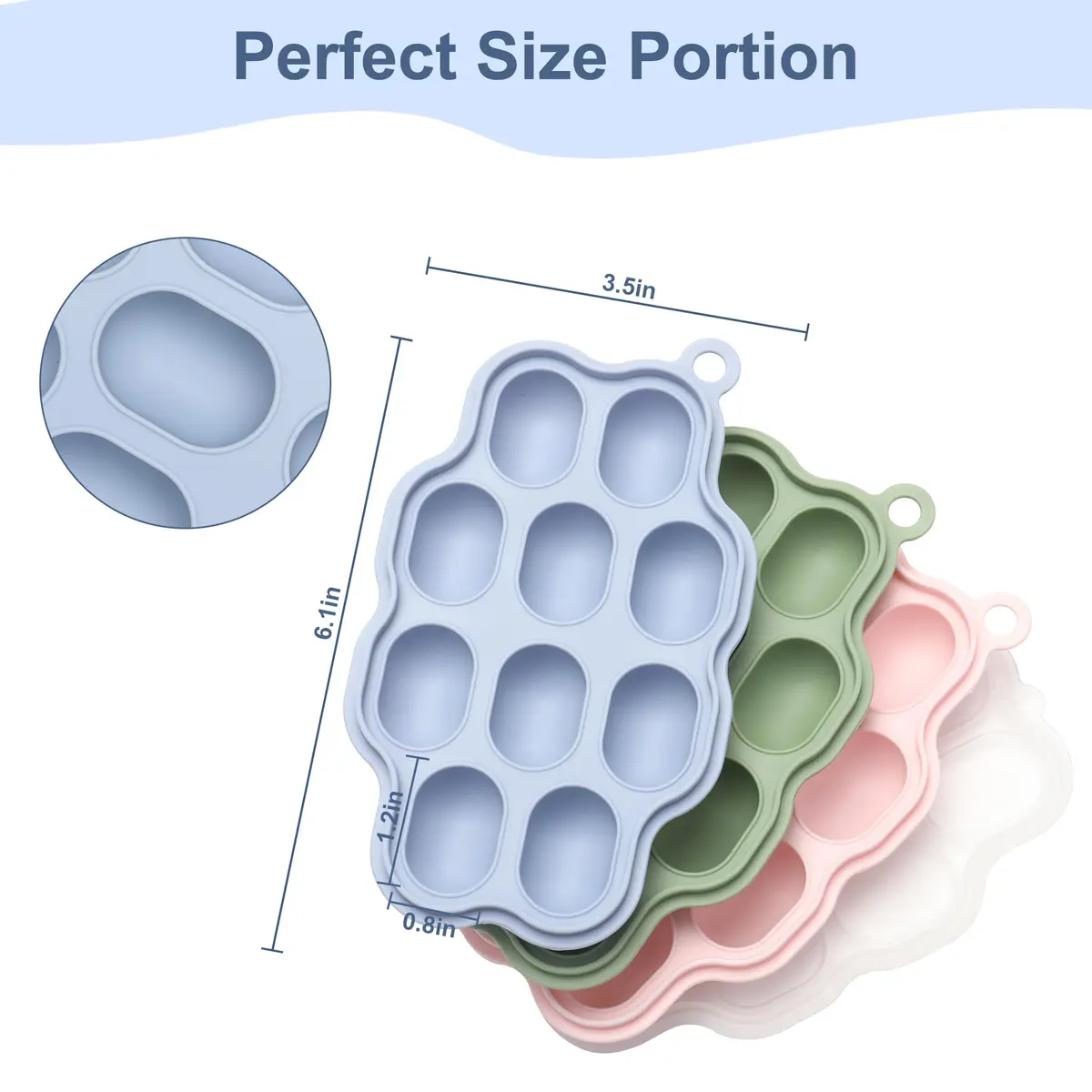 KingKam Silicone Nibble Freezer Tray (3 Pack) | Baby Food & Breastmilk Popsicle Mold (300 ml, 10 Holes) - view 6