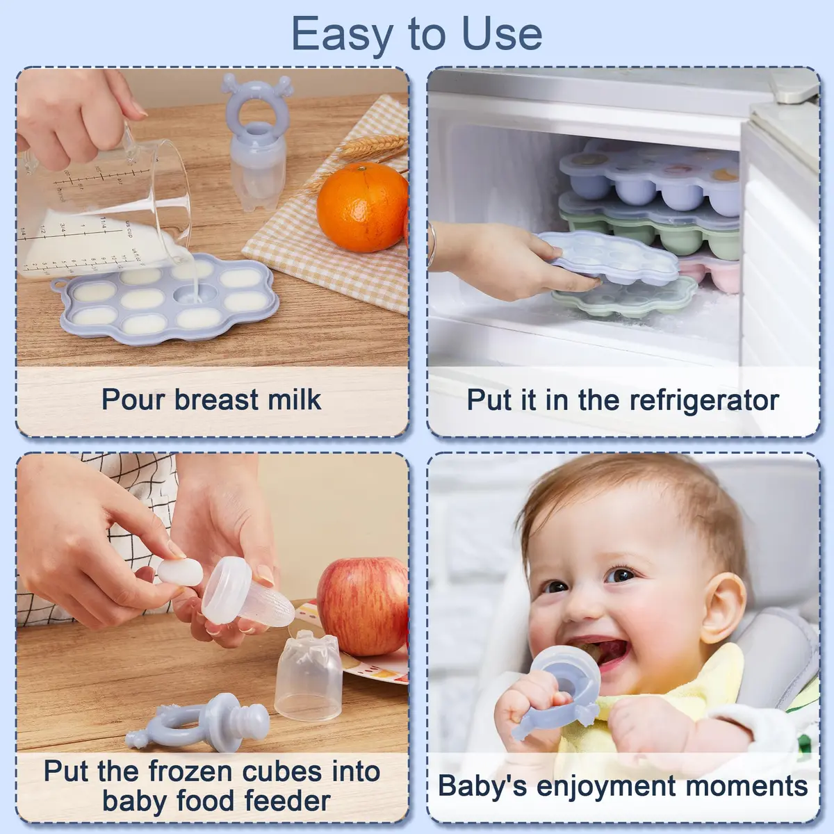 KingKam Silicone Nibble Freezer Tray (3 Pack) | Baby Food & Breastmilk Popsicle Mold (300 ml, 10 Holes) - view 2