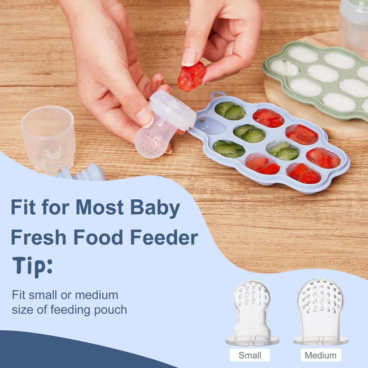 KingKam Silicone Nibble Freezer Tray (3 Pack) | Baby Food & Breastmilk Popsicle Mold (300 ml, 10 Holes) - view 3