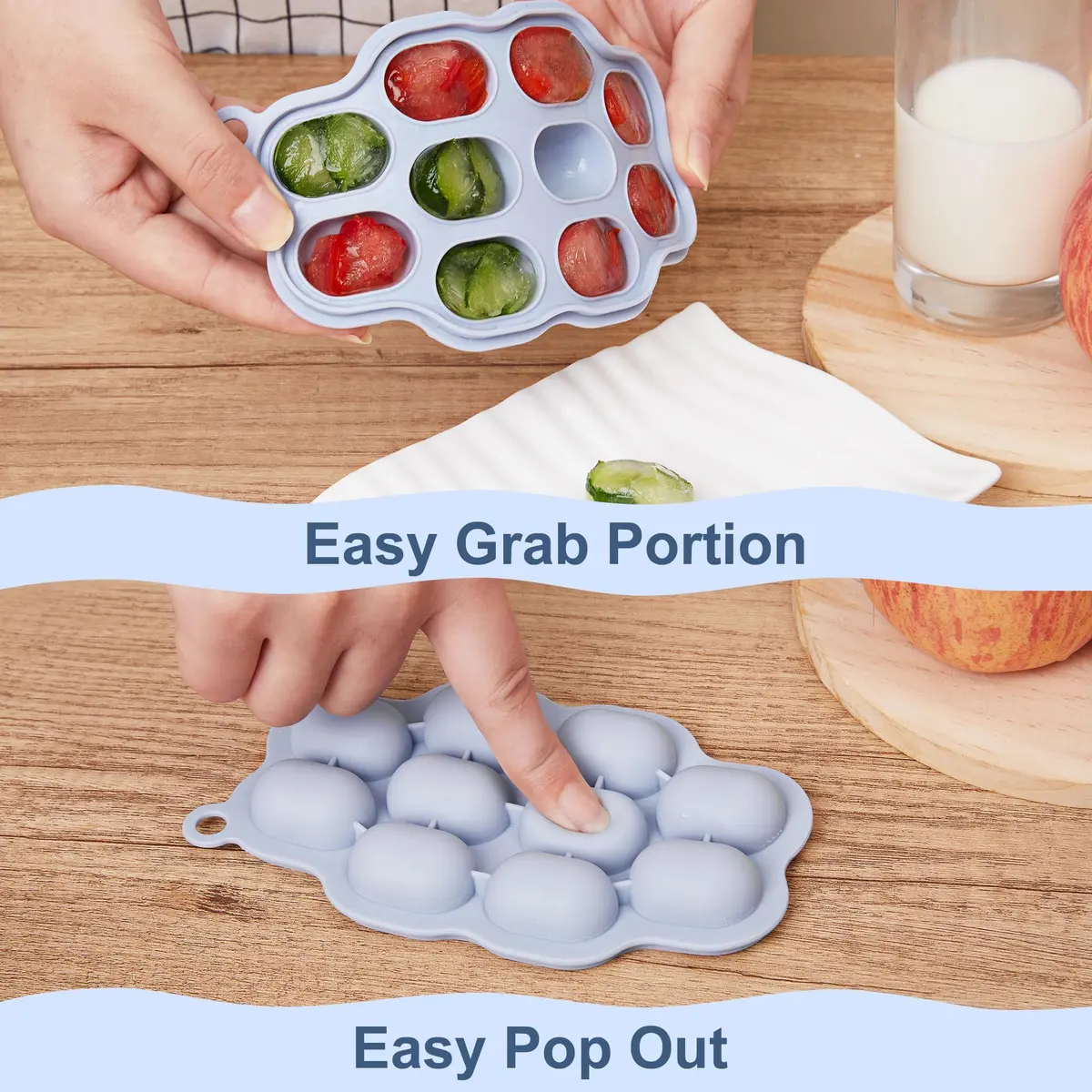 KingKam Silicone Nibble Freezer Tray (3 Pack) | Baby Food & Breastmilk Popsicle Mold (300 ml, 10 Holes) - view 4
