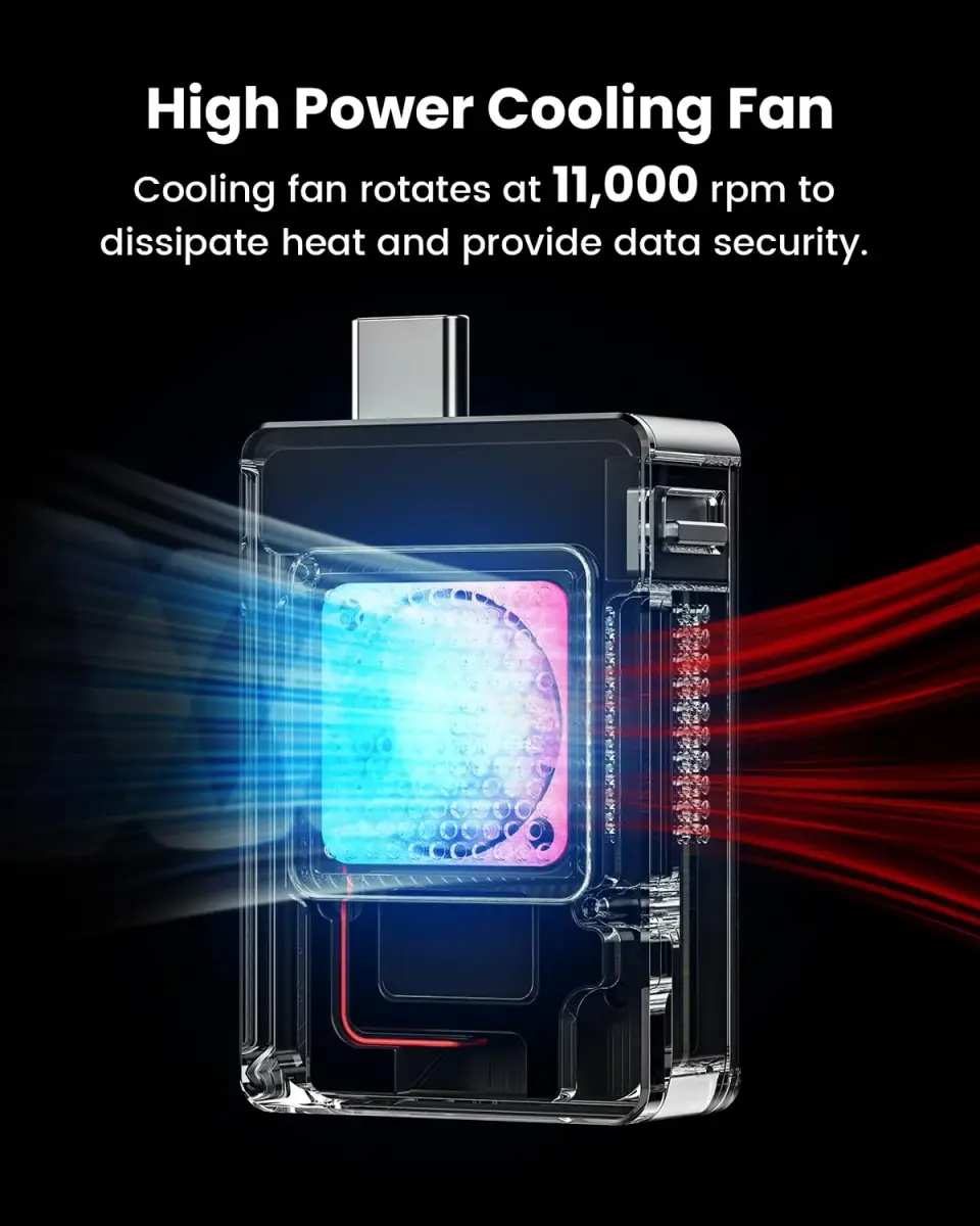 SHARGE Disk M.2 NVMe SSD Enclosure with Active Cooling System, 22.3mm (2230) | 10Gbps USB-C 3.2 Gen2 - view 3