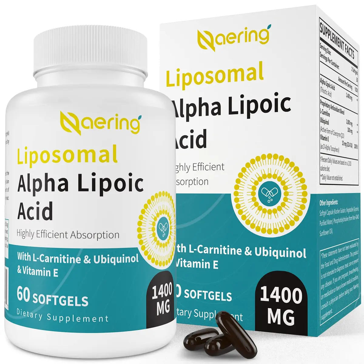 Naering Liposomal Alpha Lipoic Acid 1400mg Softgels | Powerful Antioxidant & Absorption (70-120 chars) - main product image