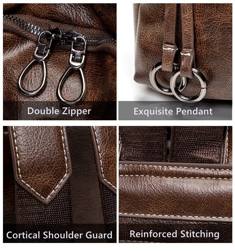 Mn&Sue Women's Leather Backpack Purse Medium Size Fashion Shoulder Bag Rucksack - Coffee, 25.7cm (10.1" W) - view 5