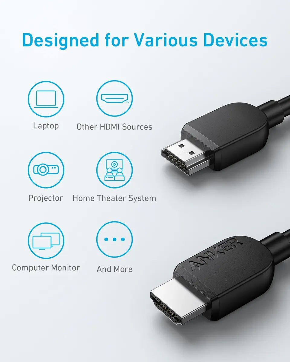Anker HDMI 2.1 Cable 3ft | 8K@60Hz, 4K@120Hz, 48Gbps Certified, Ultra High-Speed - view 6