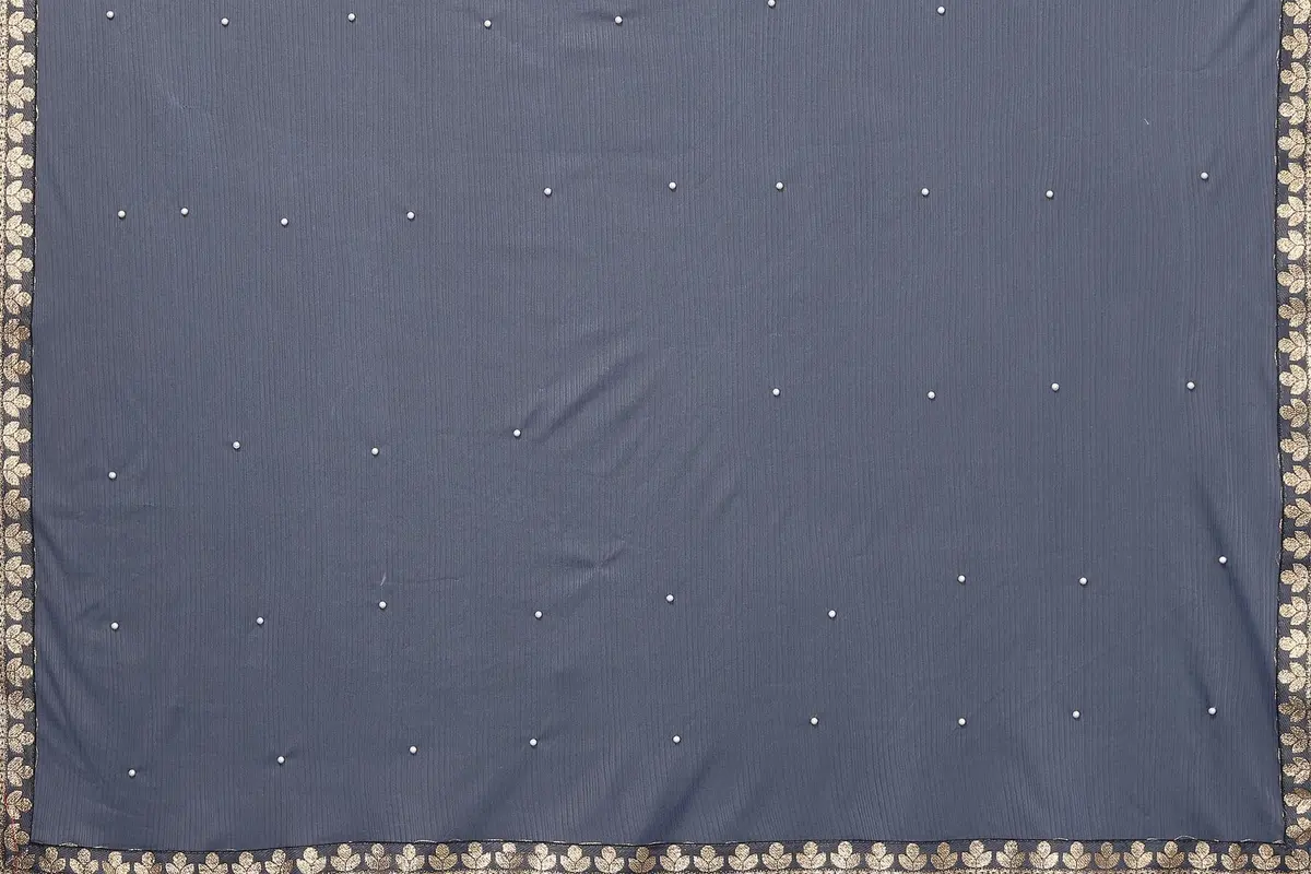 Yashika Lycra Blend Saree with Blouse Grey One Size | Floral Woven Fabric - view 6