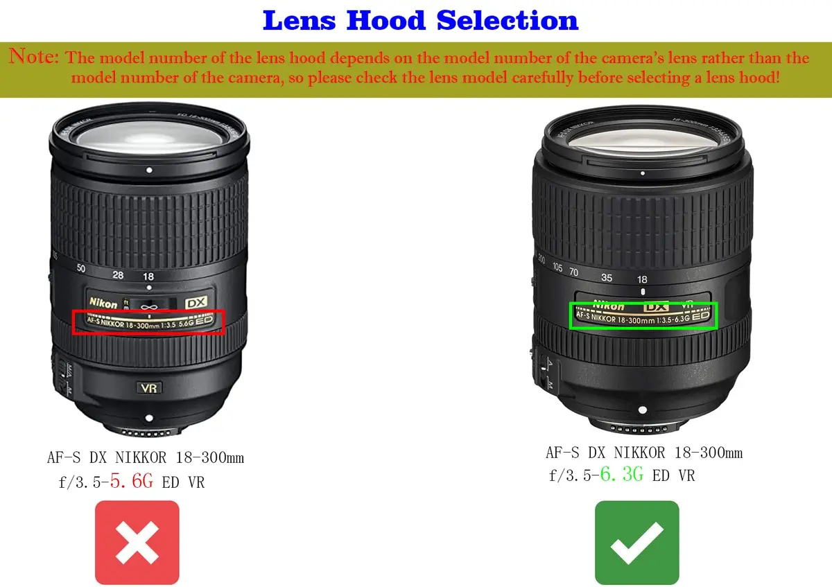 Hxdzieory HB-39 Lens Hood for Nikon AF-S DX 18-300mm f3.5-6.3G ED VR & 16-85mm f3.5-5.6G ED VR Lenses | Black Plastic Construction - view 2