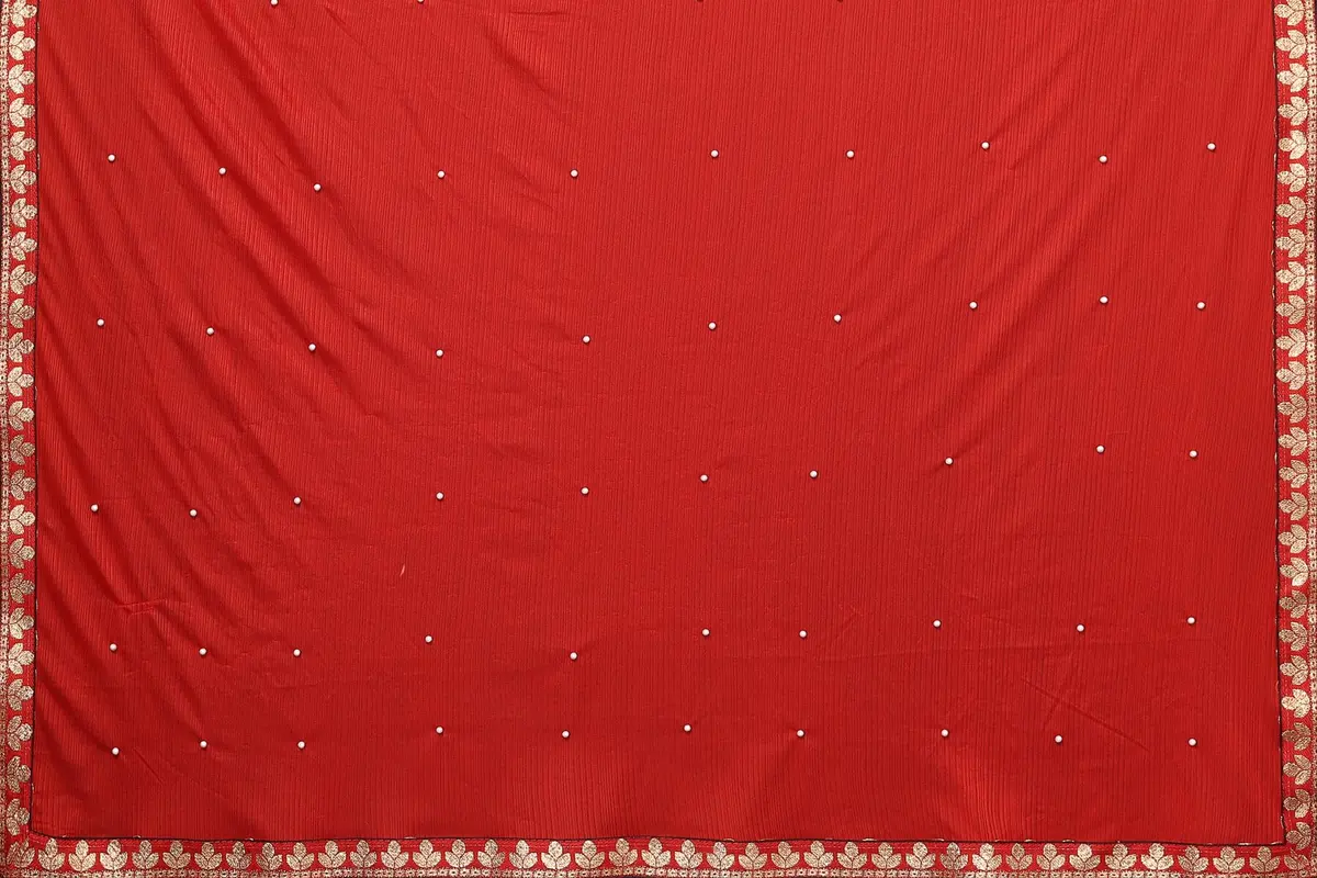 Yashika Womens Lycra Blend Saree Red 5.25m (5.75yd) | Floral Pattern Party Wear - view 6