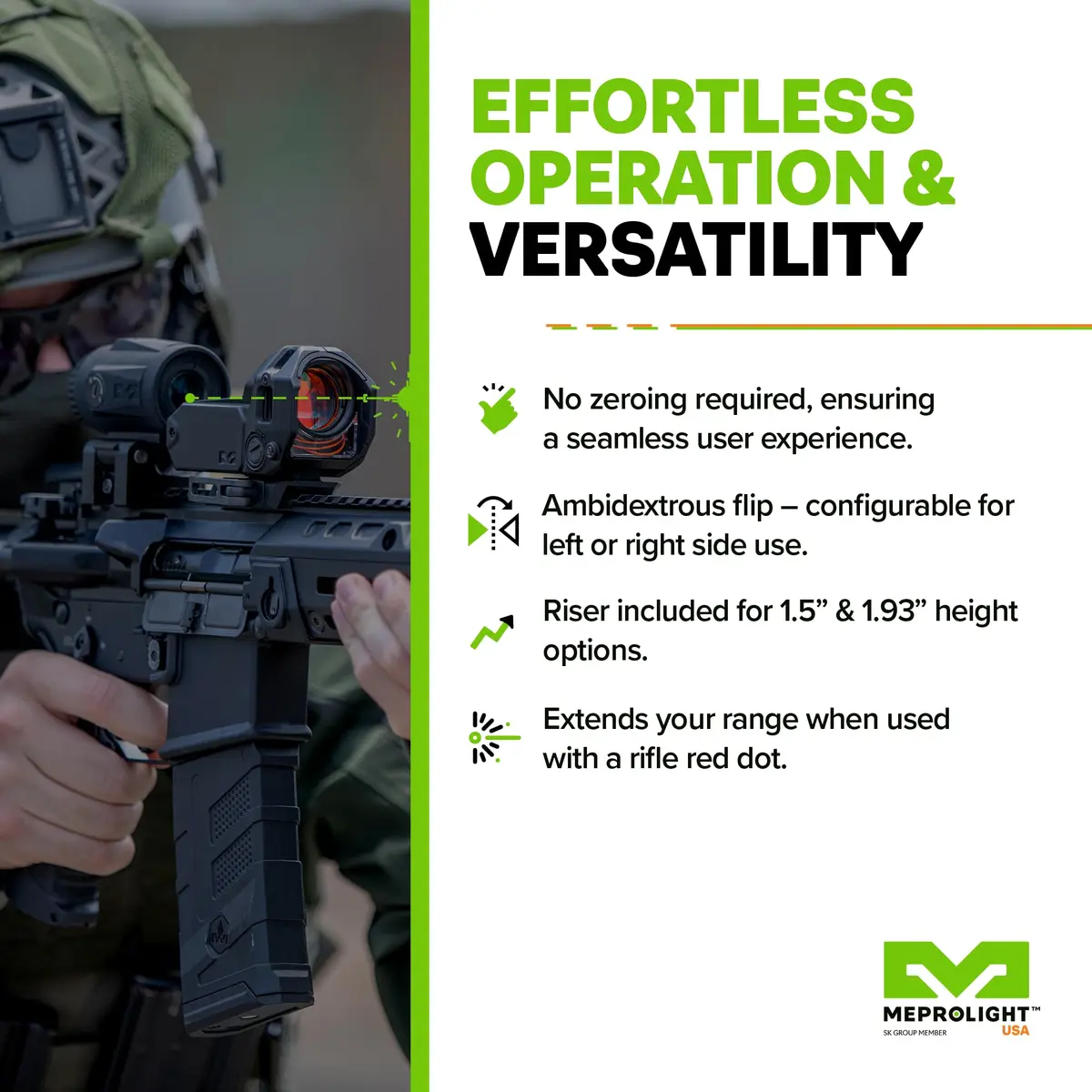 Meprolight Mepro MMX3 Red Dot Magnifier 3X | Compact, Weatherproof Aim Scope, No Battery Needed - view 3