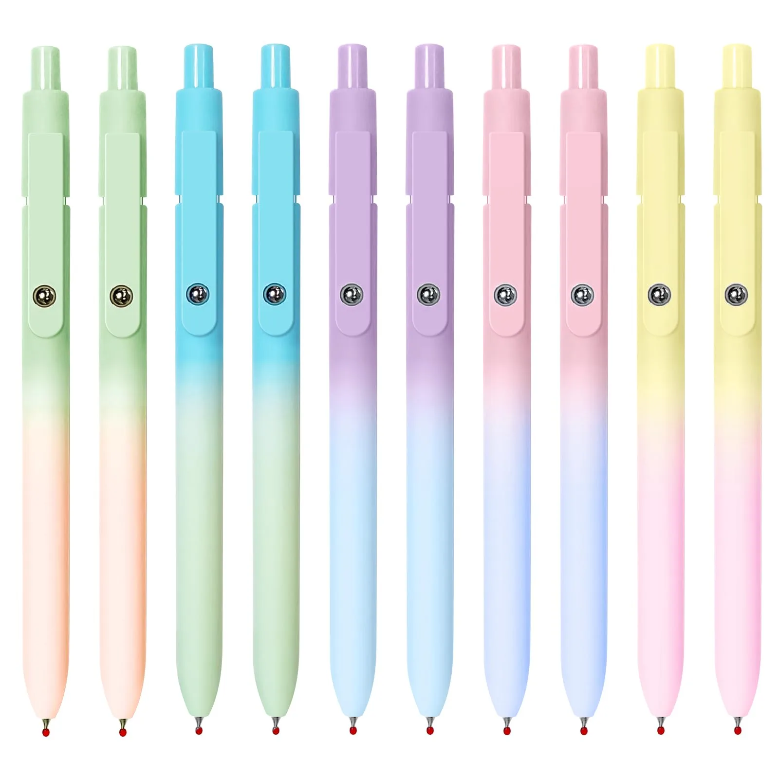 UIXJODO Gel Pens, 10 Pcs Pastel Retractable Rollerball Pens with Silicone Grip, 0.7mm Medium Point Smooth Writing Pens for Journaling & Note Taking - main product image