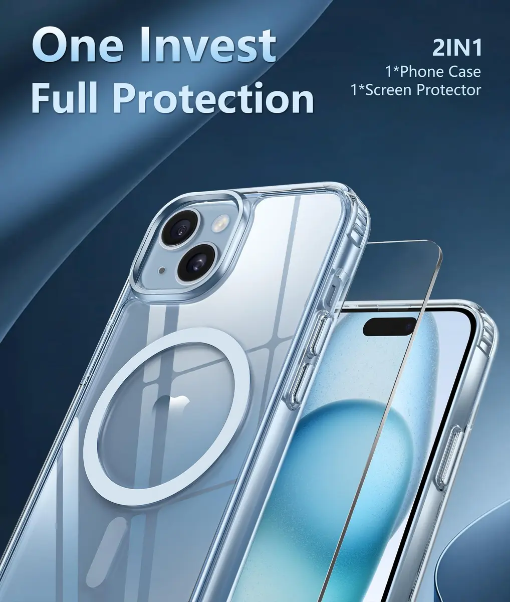 FNTCASE Clear MagSafe Compatible Case for iPhone 15/14/13 (6.1 Inch) | Military Grade Drop Protection - view 5