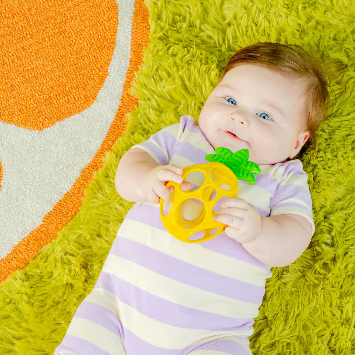 Bright Starts Oball Easy Grasp Pineapple Teether Toy, BPA Free, Unisex, Newborn & Up | Practice Motor Skills & Self-Soothing - view 5