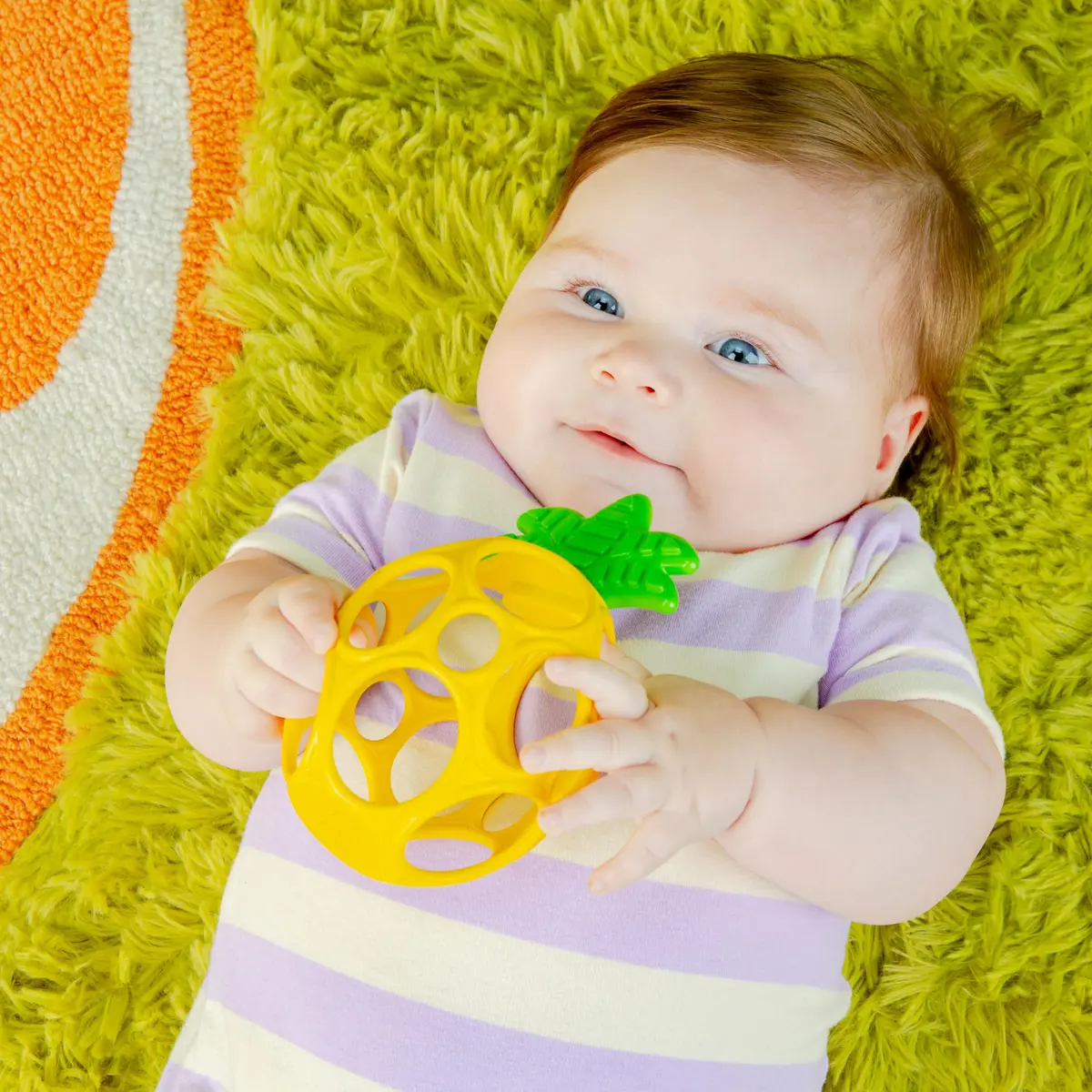 Bright Starts Oball Easy Grasp Pineapple Teether Toy, BPA Free, Unisex, Newborn & Up | Practice Motor Skills & Self-Soothing - view 6