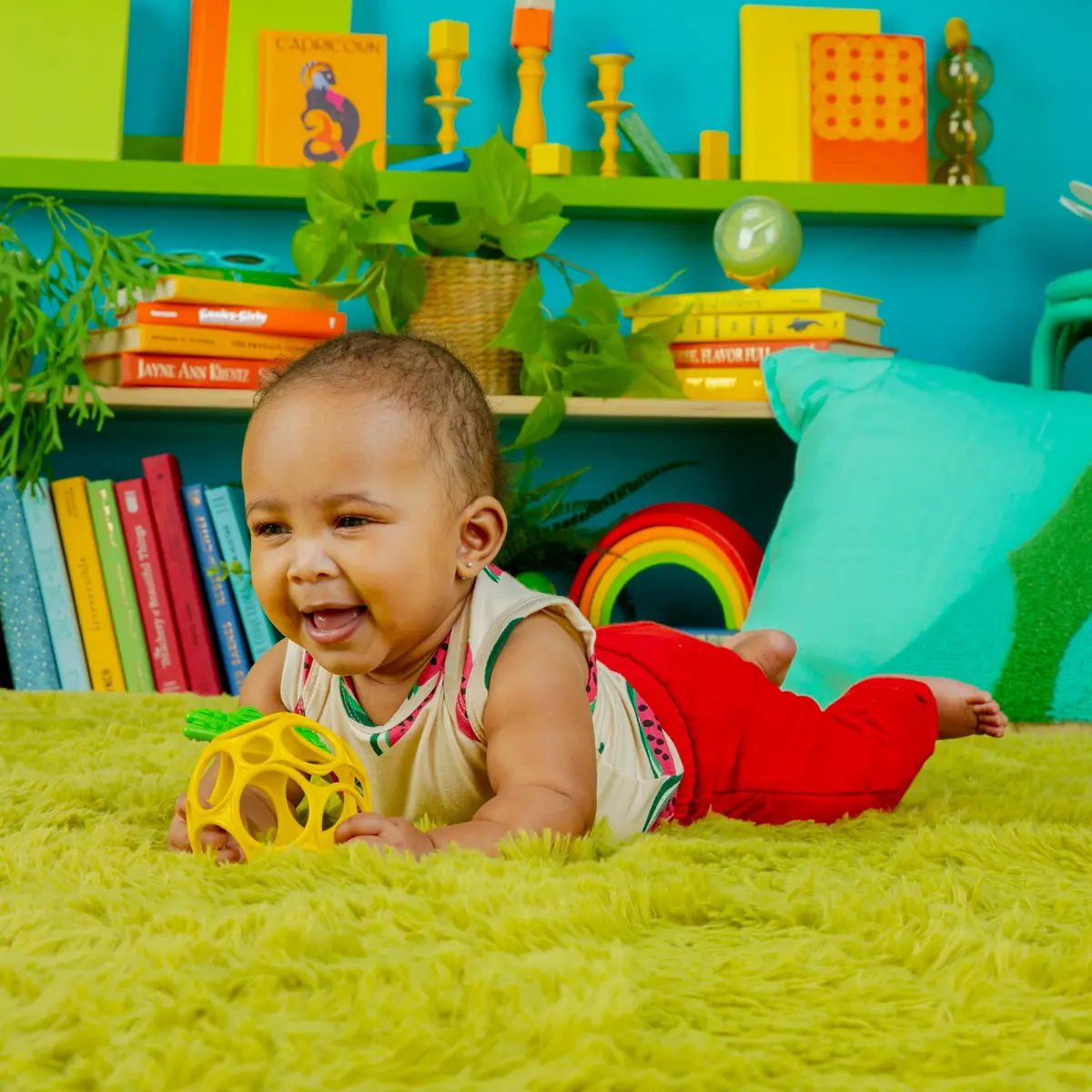 Bright Starts Oball Easy Grasp Pineapple Teether Toy, BPA Free, Unisex, Newborn & Up | Practice Motor Skills & Self-Soothing - view 7