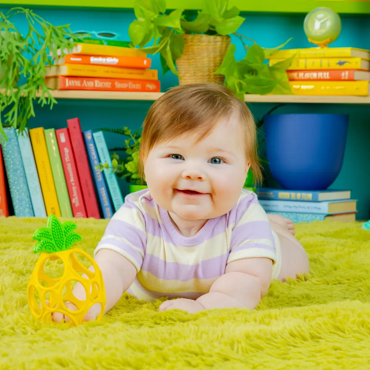 Bright Starts Oball Easy Grasp Pineapple Teether Toy, BPA Free, Unisex, Newborn & Up | Practice Motor Skills & Self-Soothing - view 3