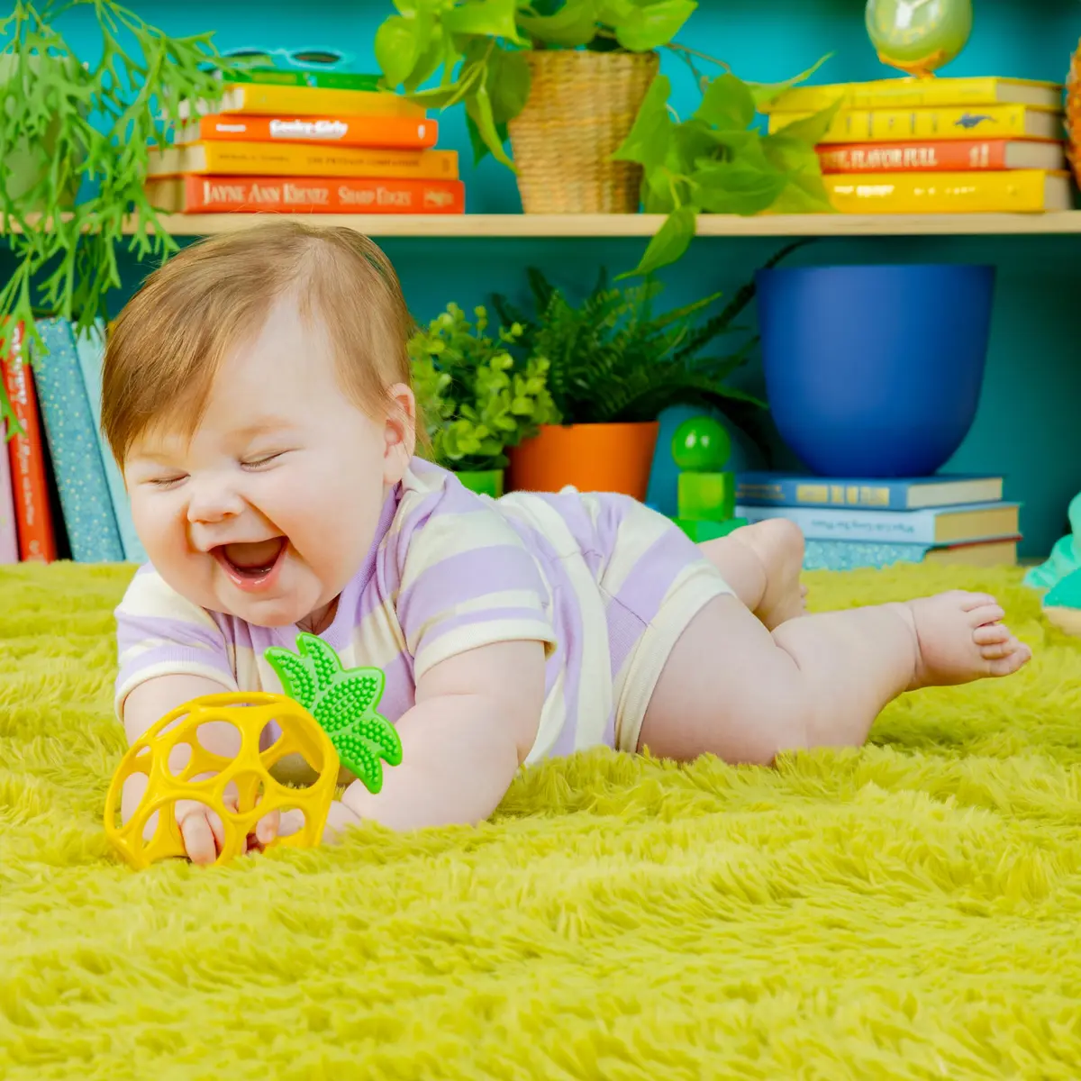 Bright Starts Oball Easy Grasp Pineapple Teether Toy, BPA Free, Unisex, Newborn & Up | Practice Motor Skills & Self-Soothing - view 4