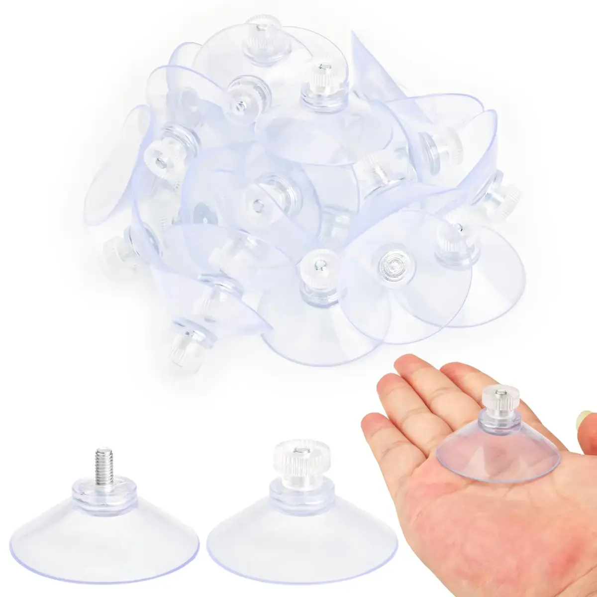 AccEncyc Clear PVC Suction Cups 40mm Diameter | 50pcs Pack for Smooth Surfaces - main product image