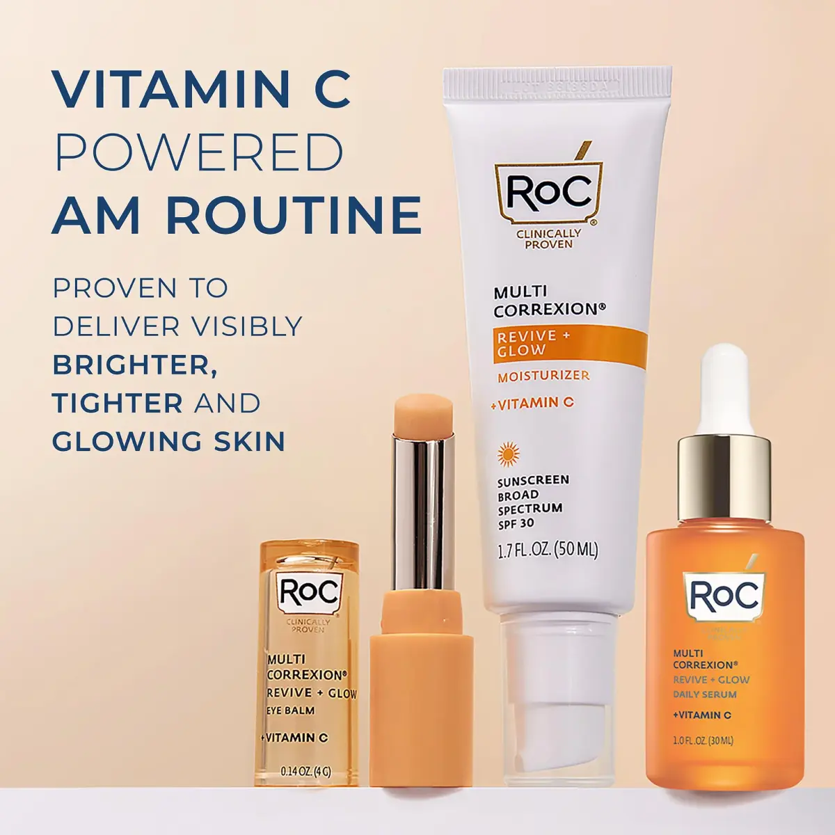 RoC Multi Correxion Revive + Glow Vitamin C Skincare Set: Eye Balm, Serum & SPF 30 Moisturizer | 3-Piece Set - view 2