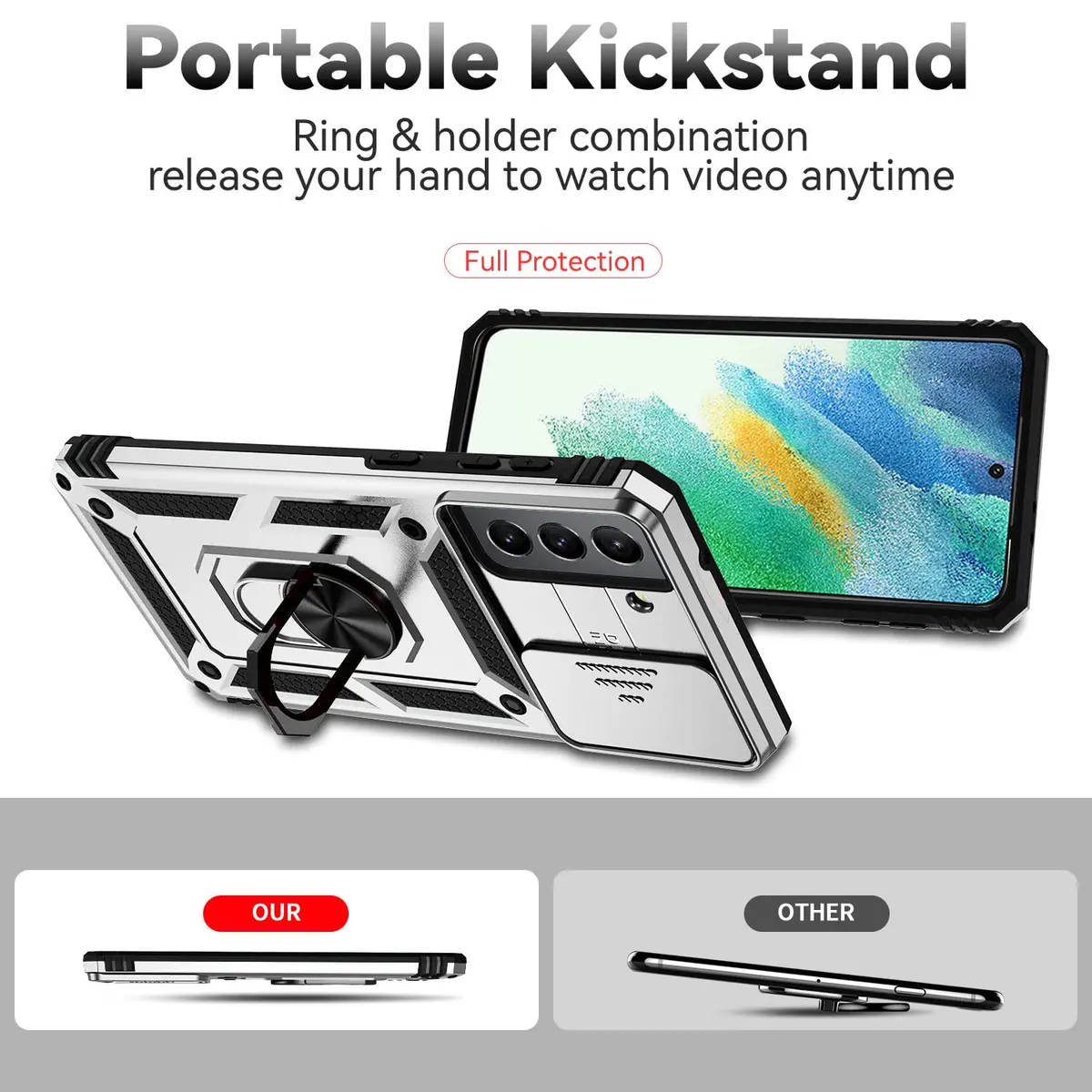 M MAIKEZI Silver 5G Cellular Phone Case with Camera Cover & HD Screen Protector | Military Drop Tested - view 7