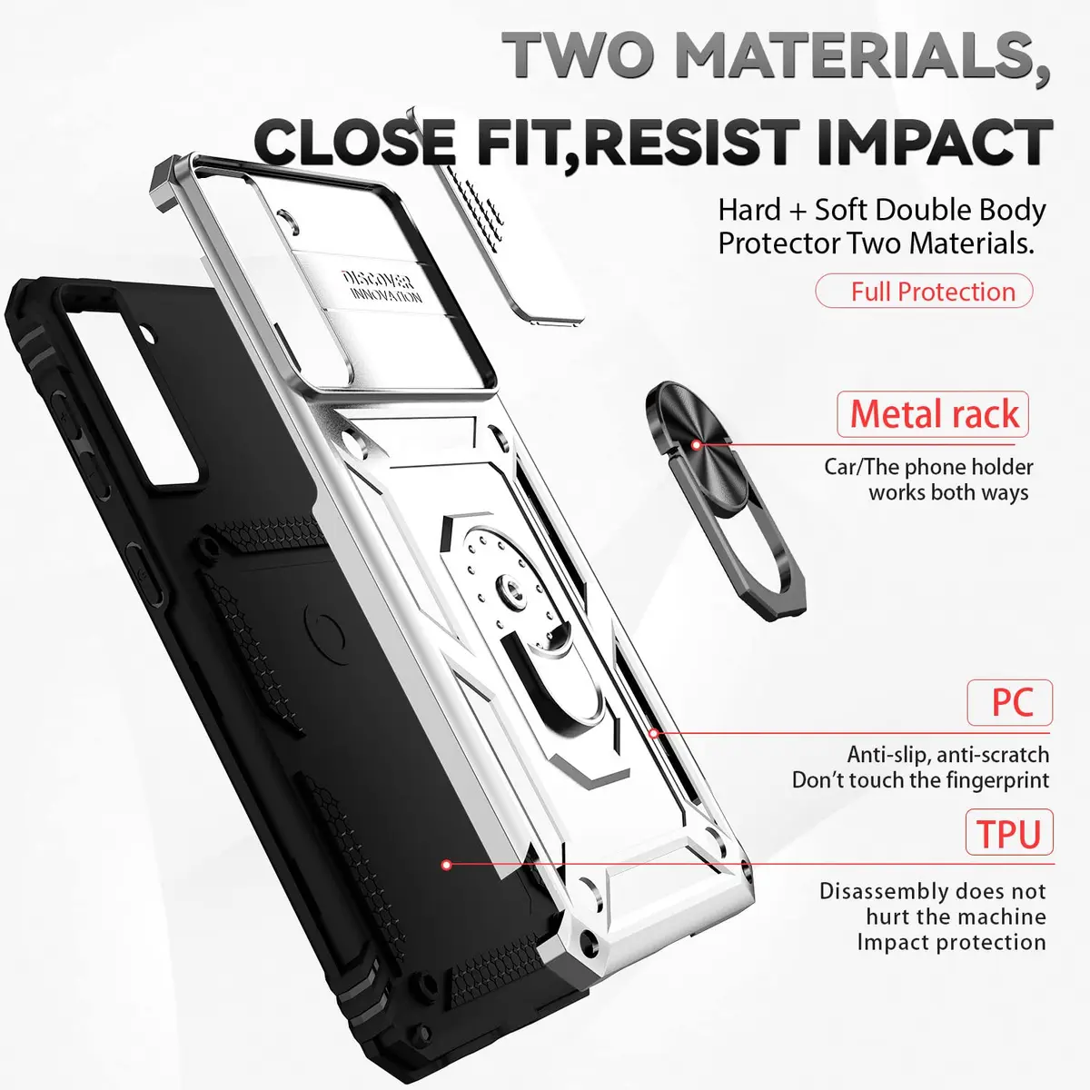 M MAIKEZI Silver 5G Cellular Phone Case with Camera Cover & HD Screen Protector | Military Drop Tested - view 8