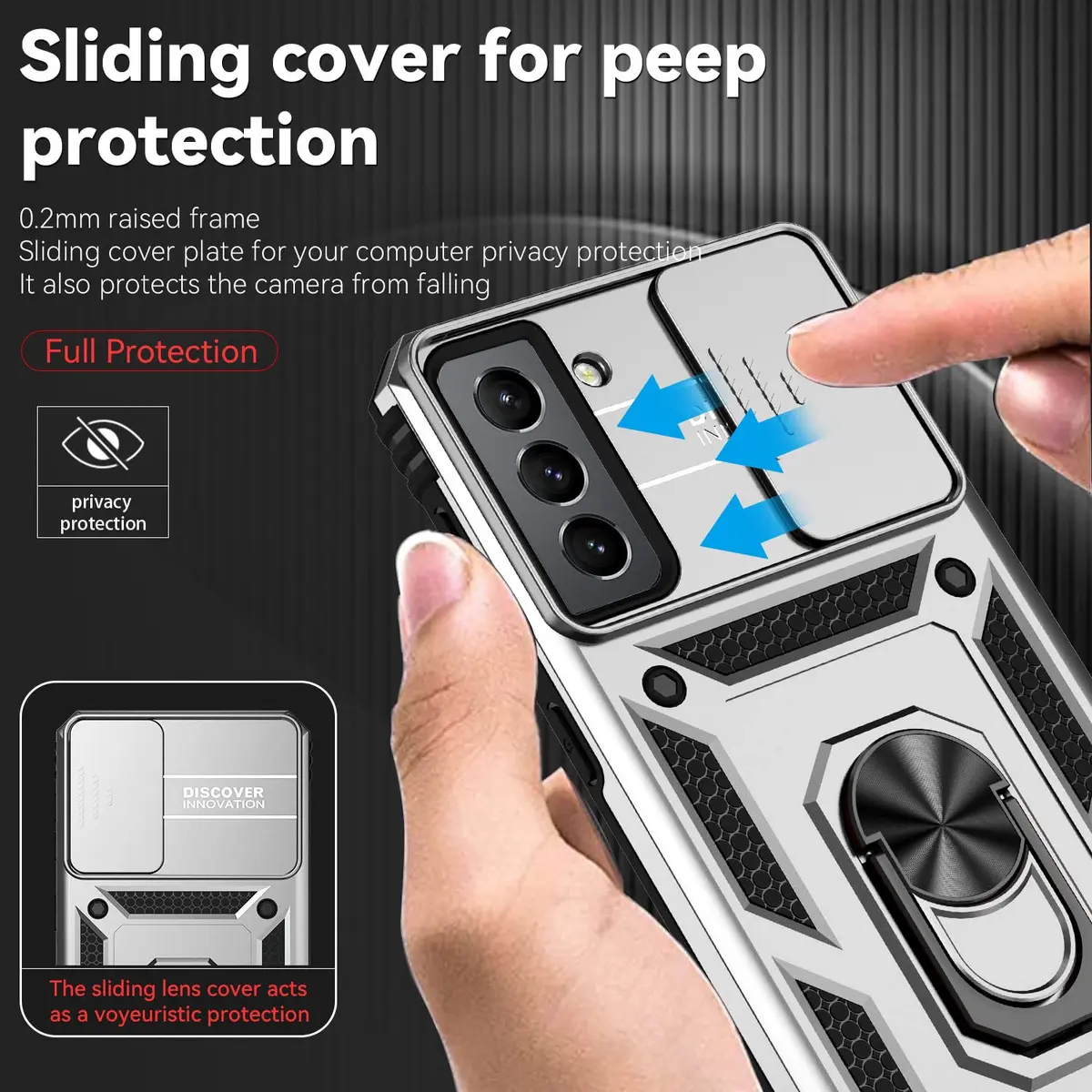 M MAIKEZI Silver 5G Cellular Phone Case with Camera Cover & HD Screen Protector | Military Drop Tested - view 4