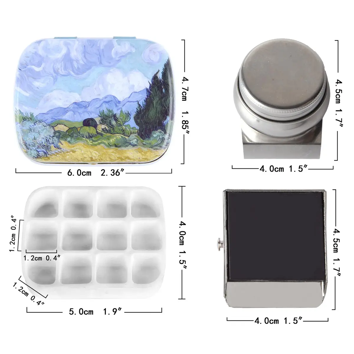 Qianshan Portable Travel Watercolor Palette, Mini Metal Tin Box, 12-Well | Compact Artist Set for On-the-Go Painting - view 3