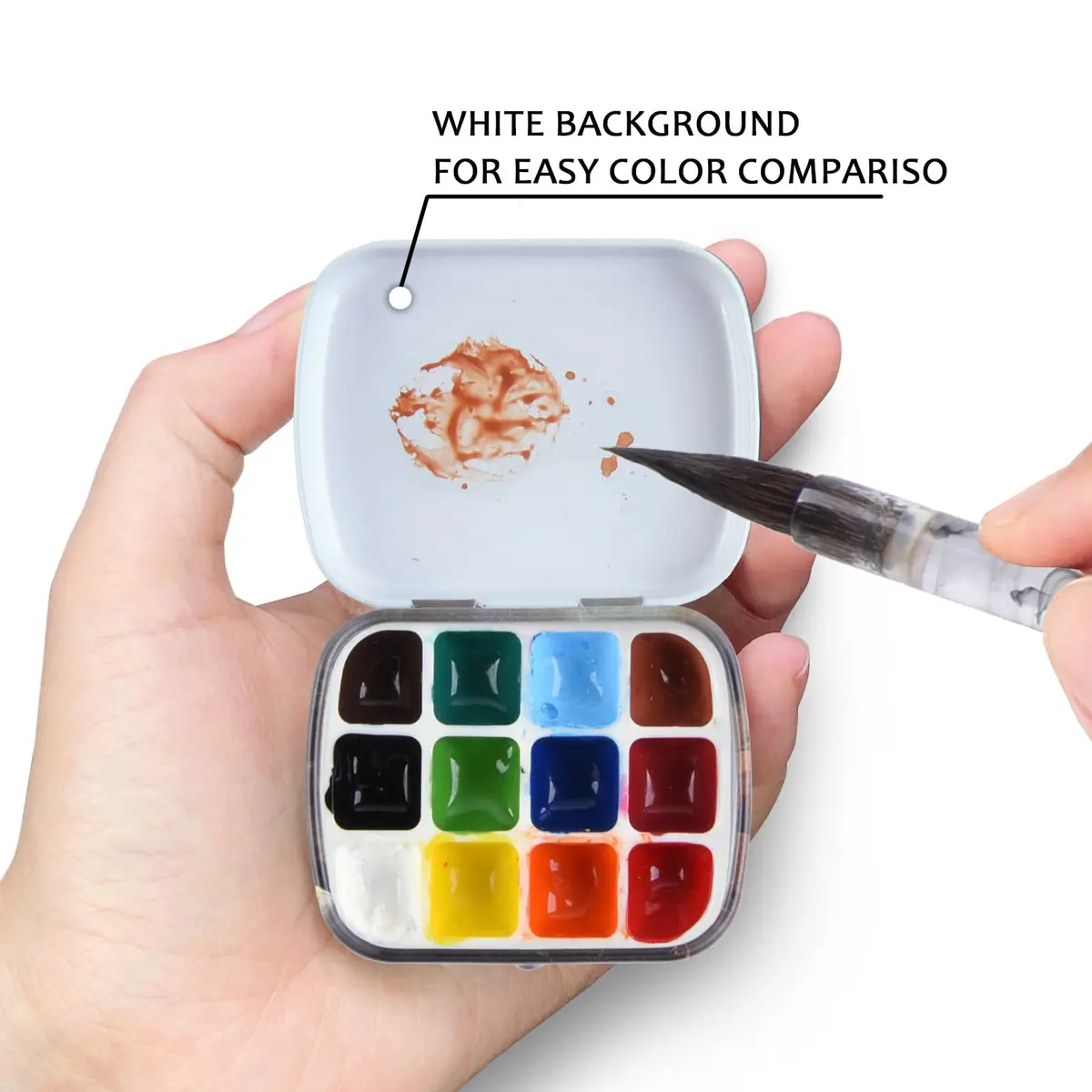 Qianshan Portable Travel Watercolor Palette, 12-Well Mini Metal Tin, Compact Art Set - view 2