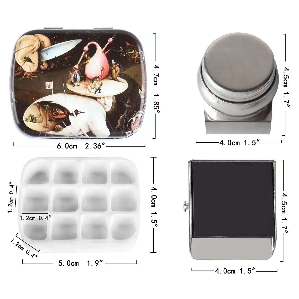 Qianshan Portable Travel Watercolor Palette, 12-Well Mini Metal Tin, Compact Art Set - view 3