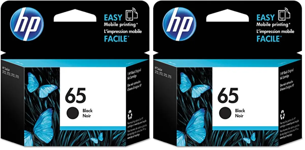 HP 65 Black Ink Cartridge (Pack of 2) | Fade-Resistant Documents & Brilliant Images - main product image