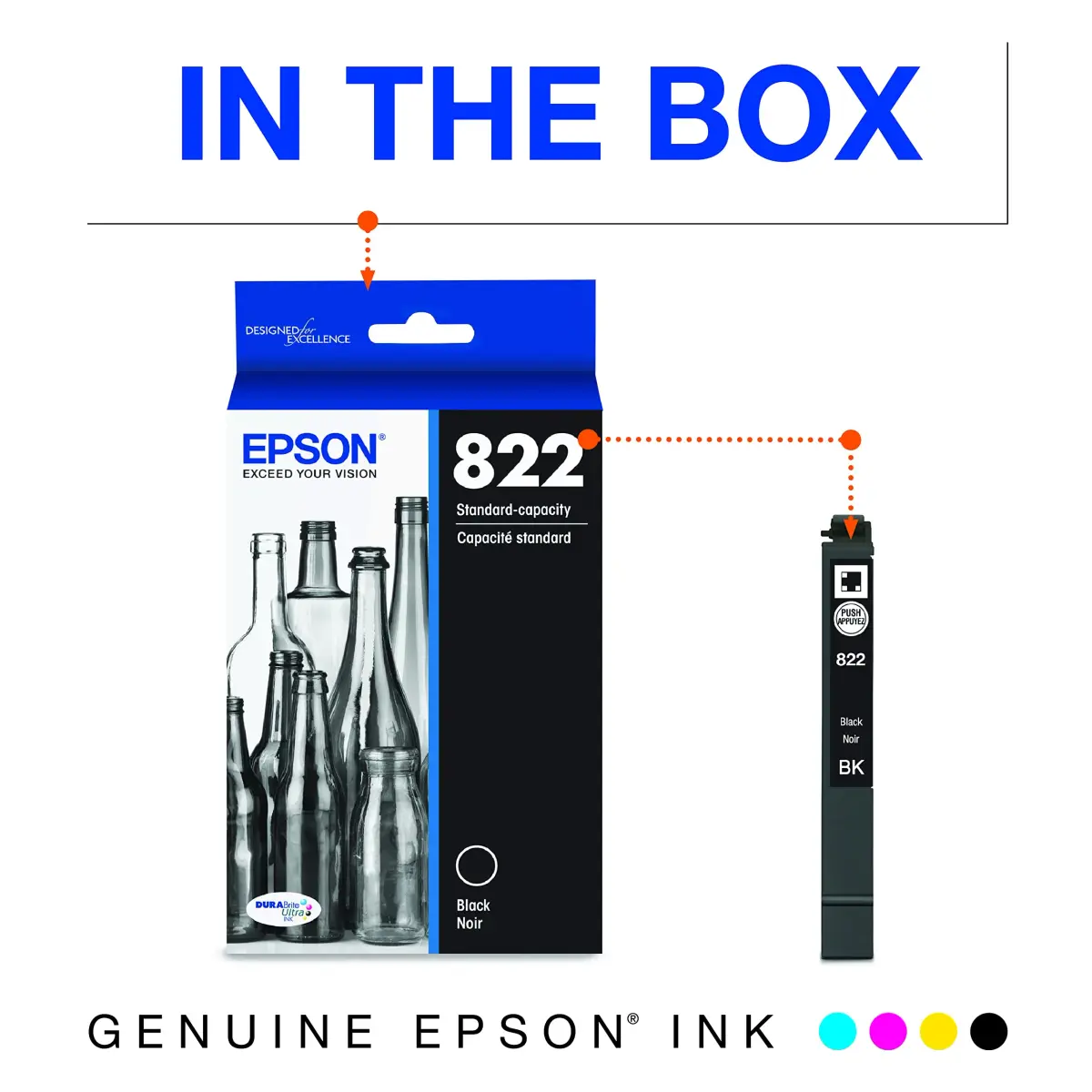 Epson DURABrite Ultra Black Ink Cartridge T822120-S Standard Capacity Pack of 2 | 400 Pages Yield - view 3