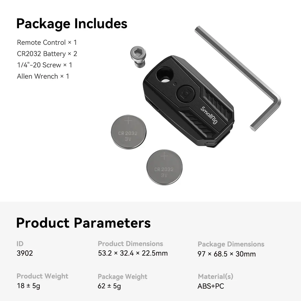 SmallRig Wireless Camera Remote Control for Sony, Canon & Nikon | Bluetooth Shutter & Record (53.2 x 32.4 x 22.5mm) - view 5