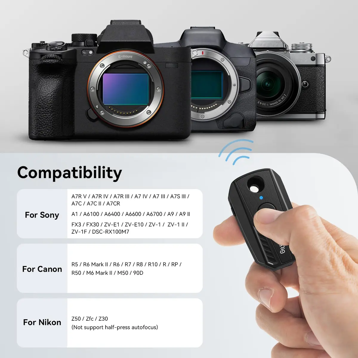 SmallRig Wireless Camera Remote Control for Sony, Canon & Nikon | Bluetooth Shutter & Record (53.2 x 32.4 x 22.5mm) - view 2
