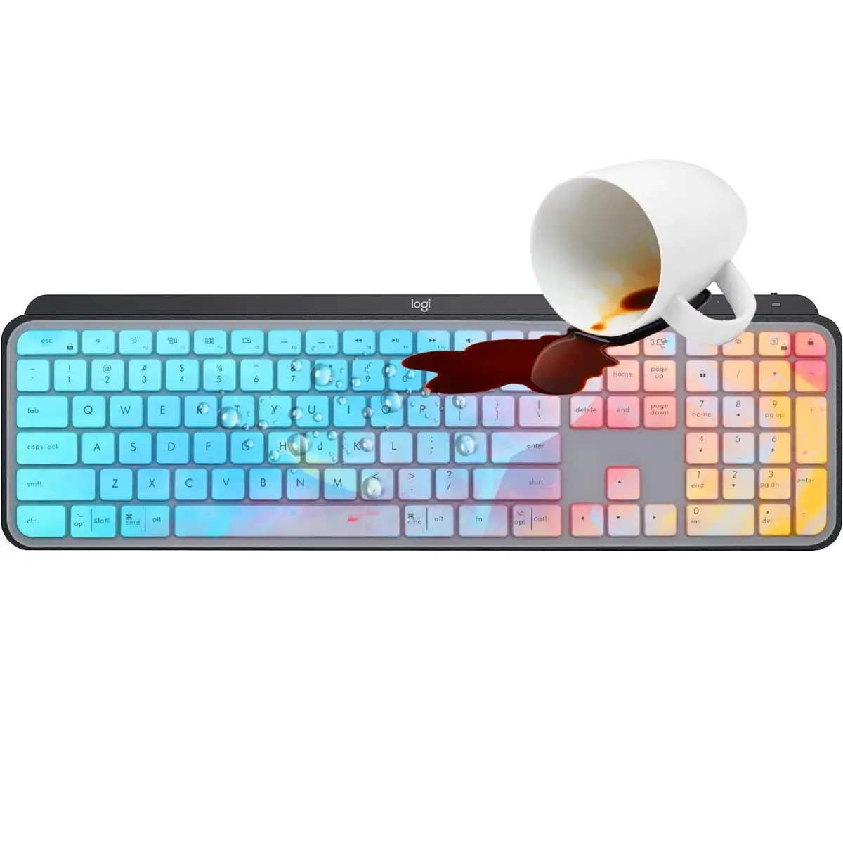 MUBUY-GOL Colorful Silicone Keyboard Skin for Logitech MX Keys S, MX Keys Advanced, Craft Keyboards | US Layout - view 6