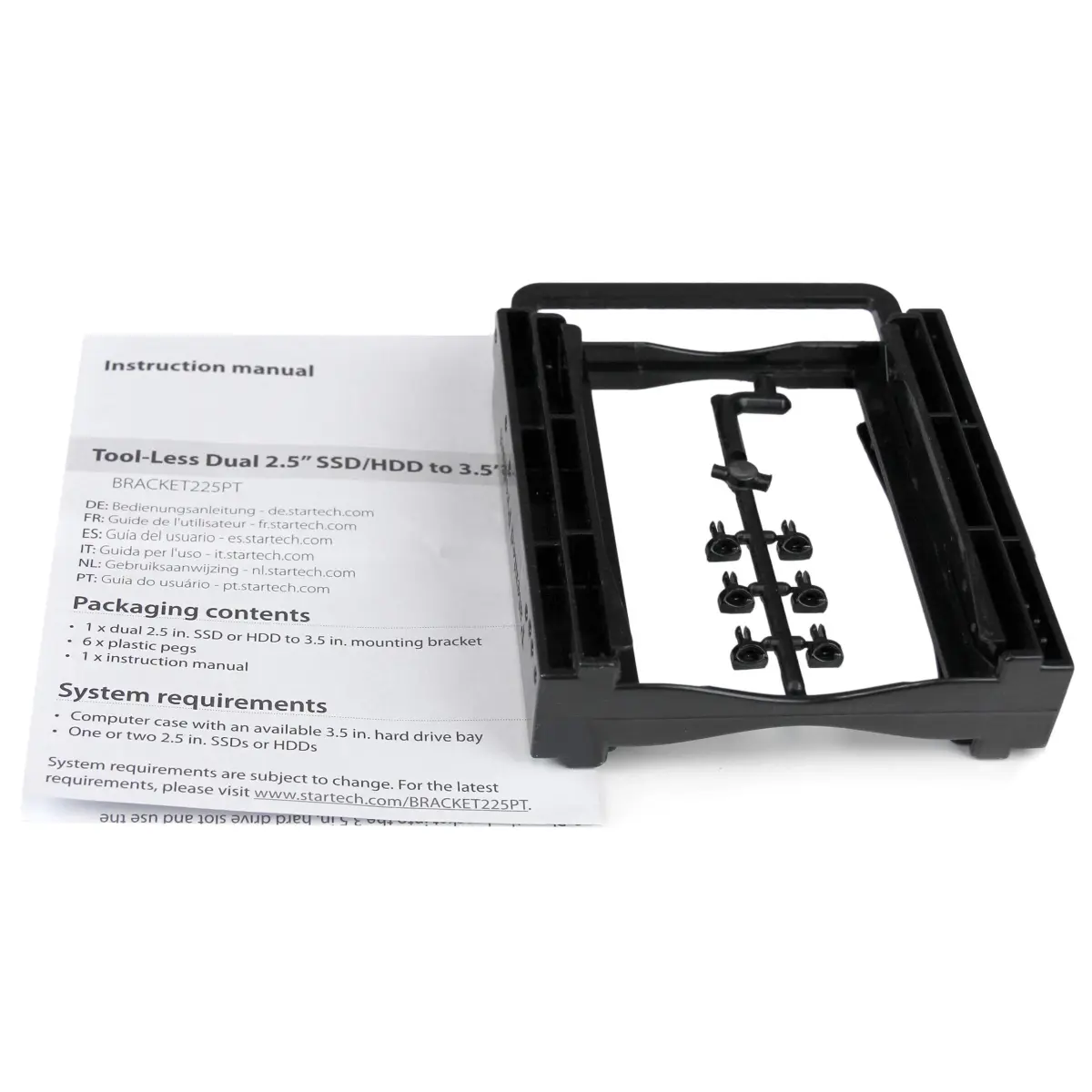 StarTech.com Dual 2.5" SSD/HDD Mounting Bracket for 3.5" Drive Bay - Tool-Less Installation - Pack of 2 | Install Two Drives in a Single 3.5" Bay - view 3