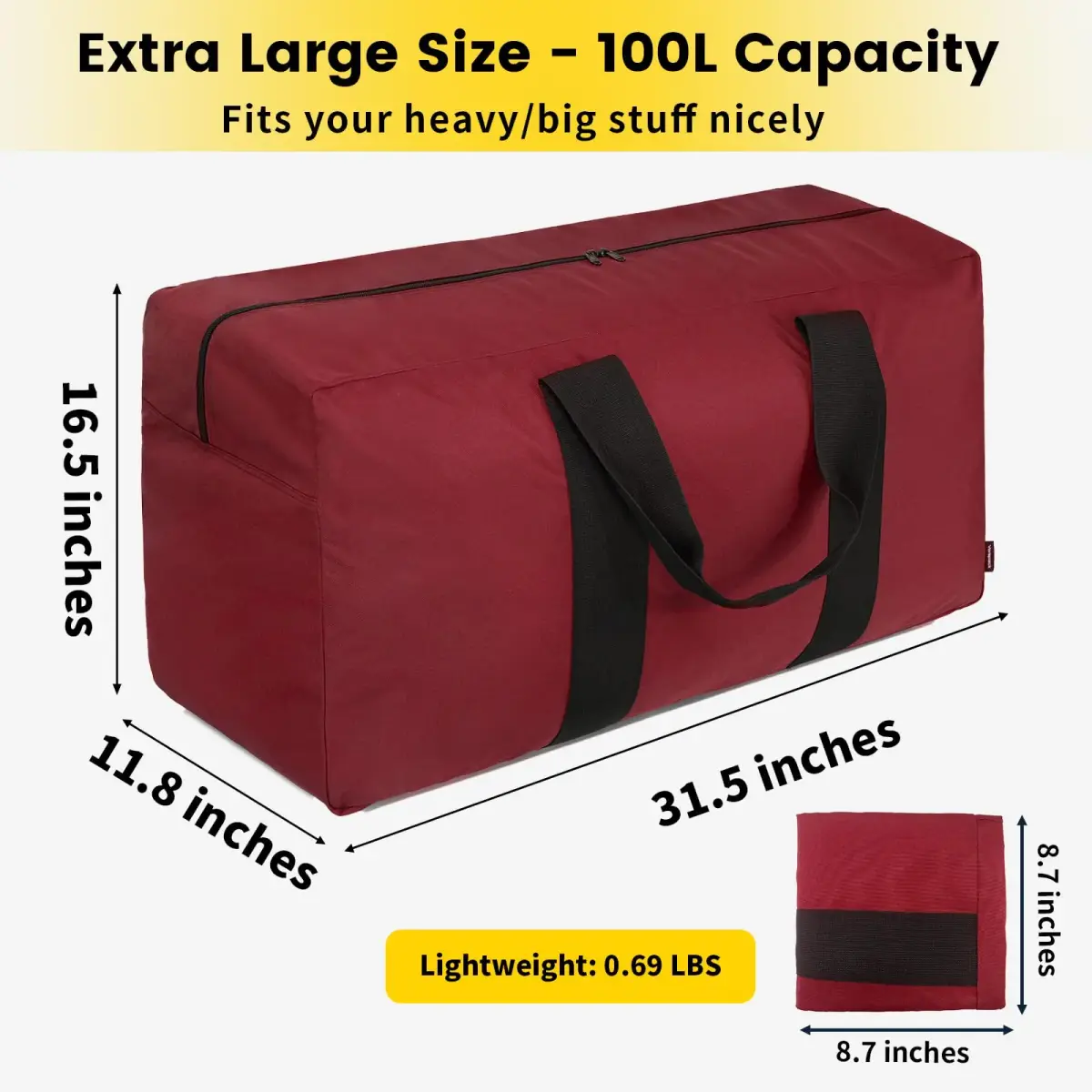 Vorspack 100L Extra Large Duffle Bag | Red, 80L (28.3 Gallons) - view 2
