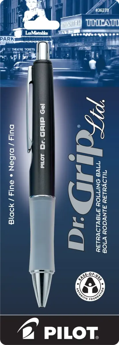 PILOT Dr. Grip Limited Retractable Gel Pen, Fine Point 0.7mm, Charcoal Gray Barrel | Black Ink | Pack of 2 - view 2
