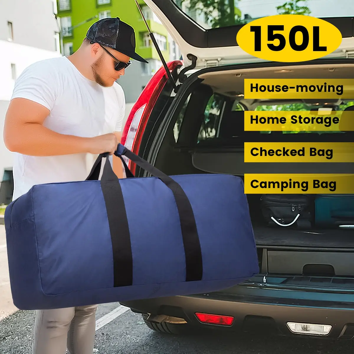 Vorspack 150L Extra Large Travel Duffle Bag | Heavy-Duty Polyester, 36x17x15 in, Blue - view 6