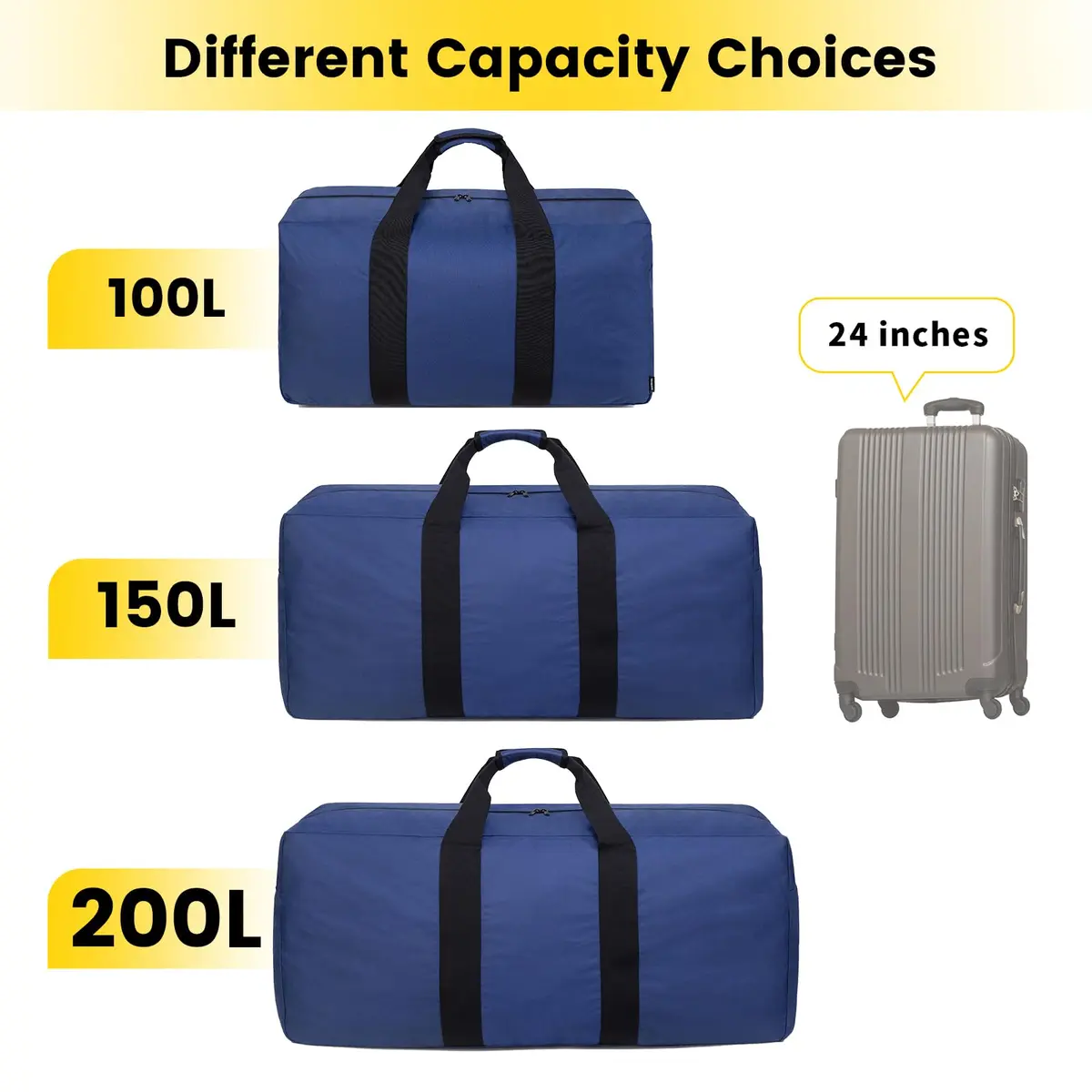 Vorspack 150L Extra Large Travel Duffle Bag | Heavy-Duty Polyester, 36x17x15 in, Blue - view 7
