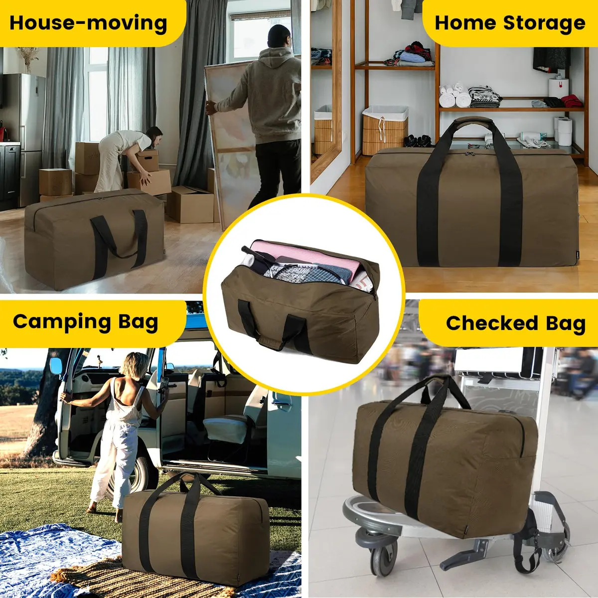 Vorspack 100L Extra Large Travel Duffle Bag Khaki | Heavy-Duty, Lightweight & Spacious - view 6