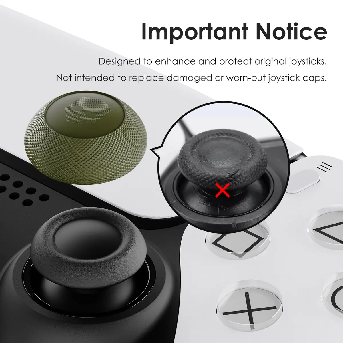 SAVAGE RAVEN Skull & Co. Convex Thumb Grips Set: Skin, OD Green | Gaming Controller & PS5 Joystick Caps - view 9