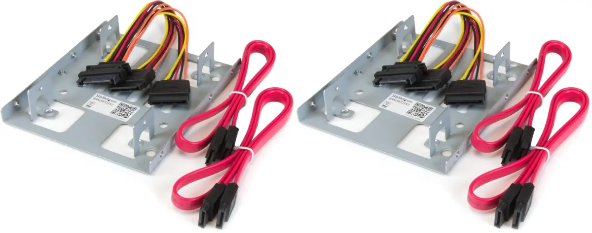 StarTech.com 2.5" to 3.5" SATA Hard Drive Mounting Bracket Kit - Dual 2.5" SSD/HDD Mount for 3.5" Bay (Pack of 2) - main product image