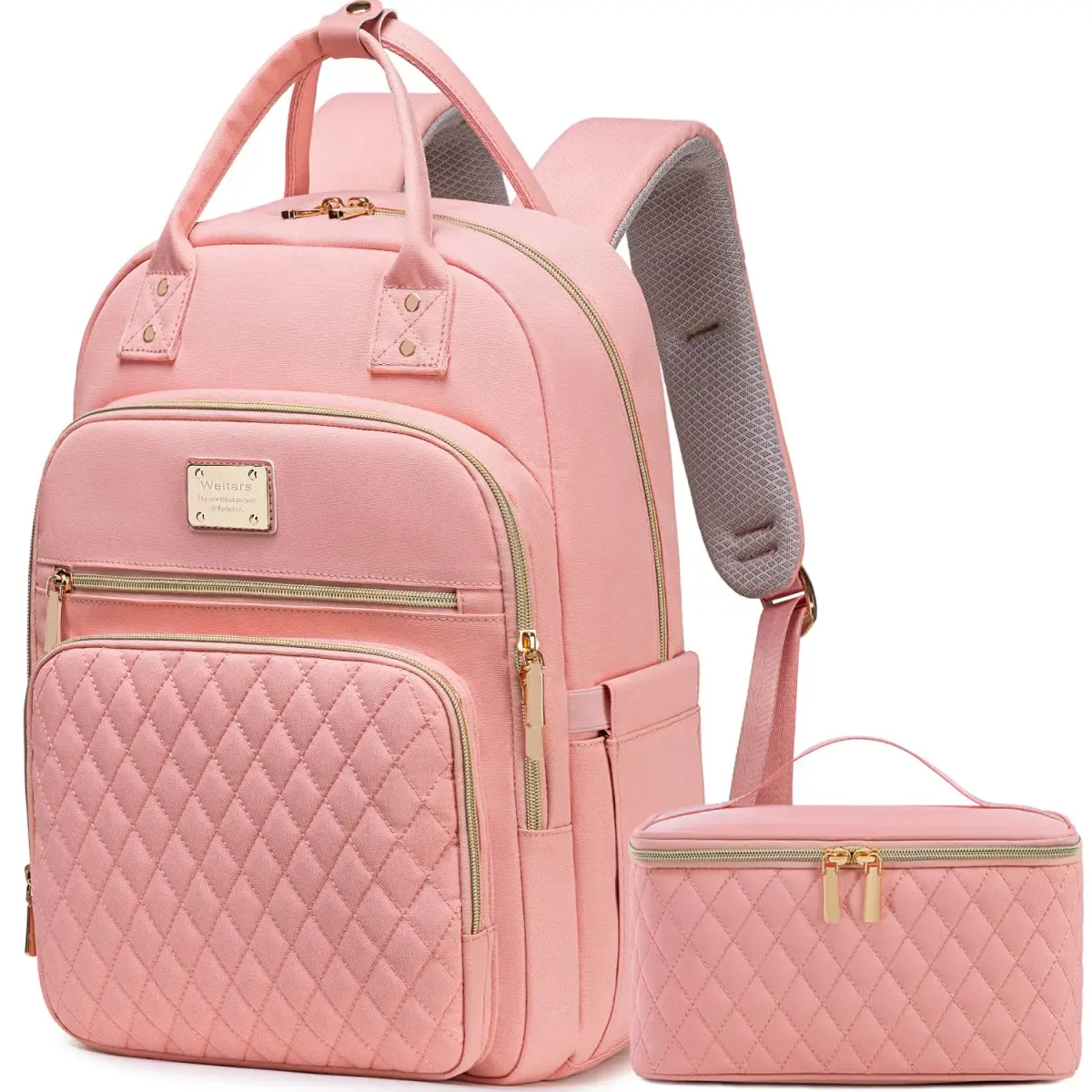Weitars Insulated Lunch Backpack for Women with 15.6 Inch Laptop Compartment | Pink Carry-On Travel Bag - main product image